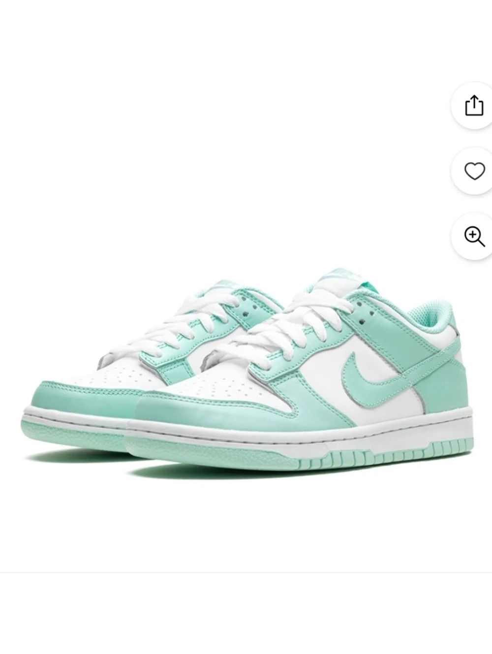 Nike Dunk Low White Mint Green Size 6Y Women’s Size 7.5 Sneakers School Casual